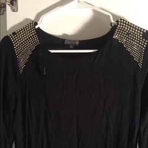 Vince Camuto long sleeve black dress with gold